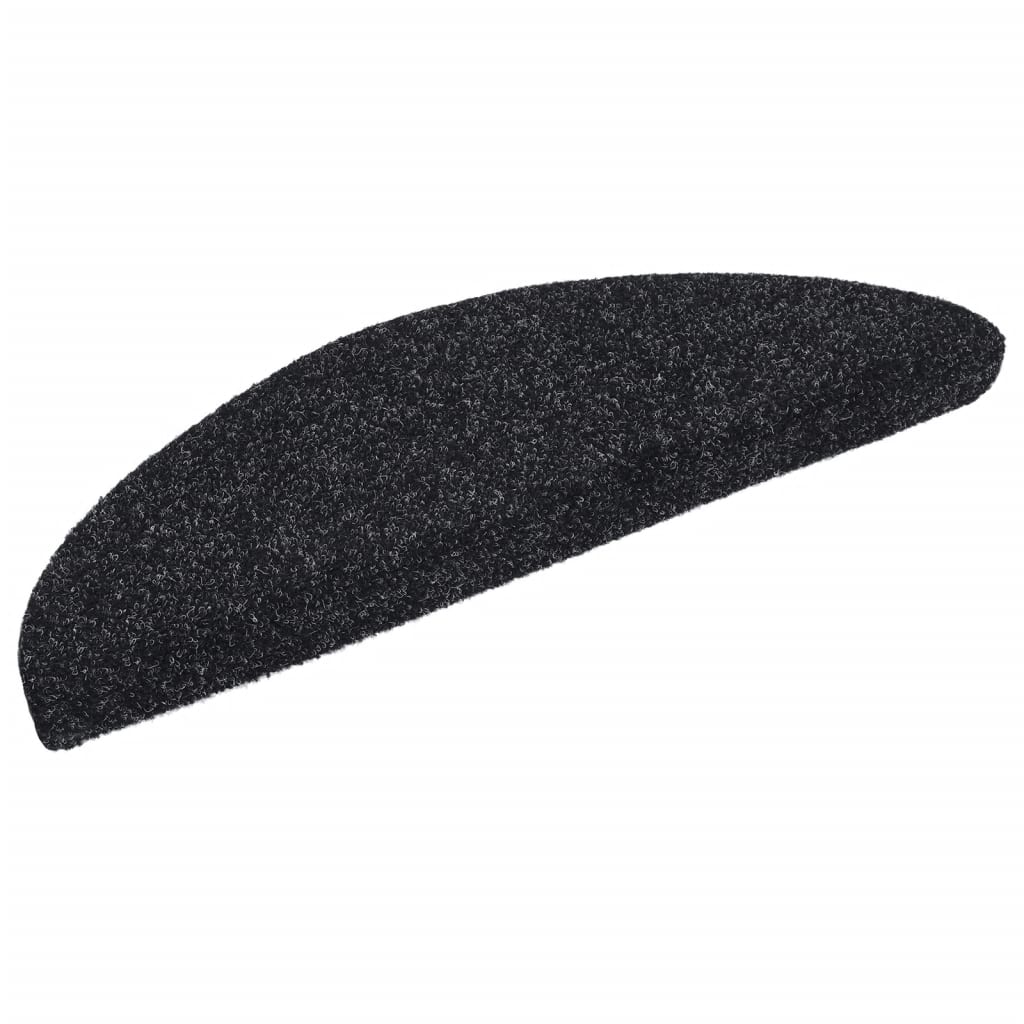 Stair Mats Self-adhesive 15 pcs 56x17x3 cm Black Half Round