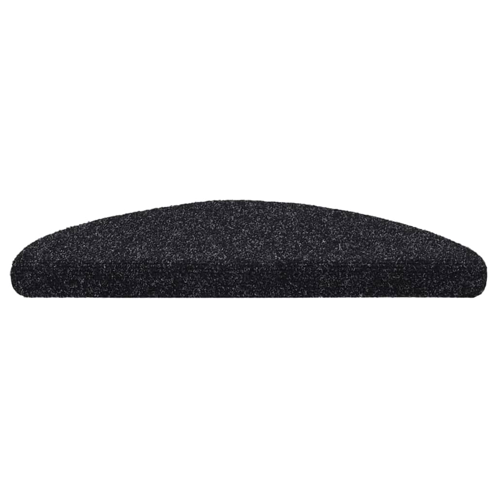 Stair Mats Self-adhesive 15 pcs 56x17x3 cm Black Half Round