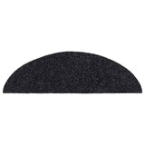 Stair Mats Self-adhesive 15 pcs 56x17x3 cm Black Half Round