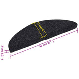 Stair Mats Self-adhesive 15 pcs 56x17x3 cm Black Half Round - Low Angle