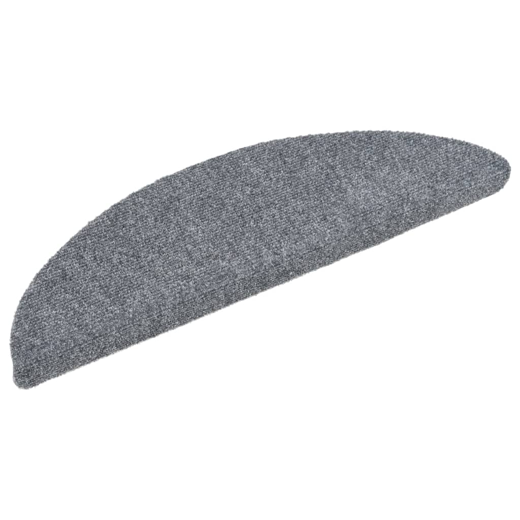 Stair Mats Self-adhesive 15 pcs 56x17x3 cm Light Grey Half Round