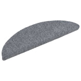 Stair Mats Self-adhesive 15 pcs 56x17x3 cm Light Grey Half Round - Side View