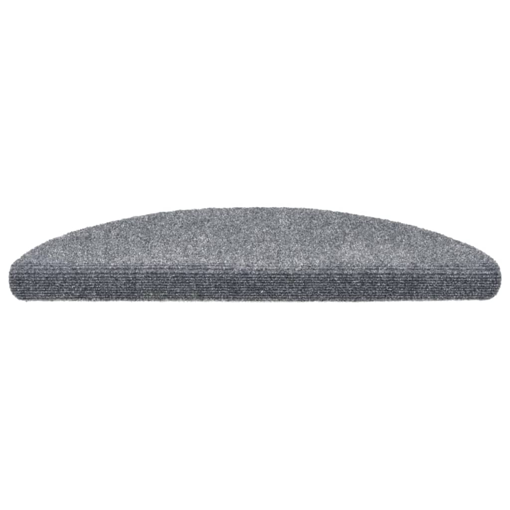 Stair Mats Self-adhesive 15 pcs 56x17x3 cm Light Grey Half Round