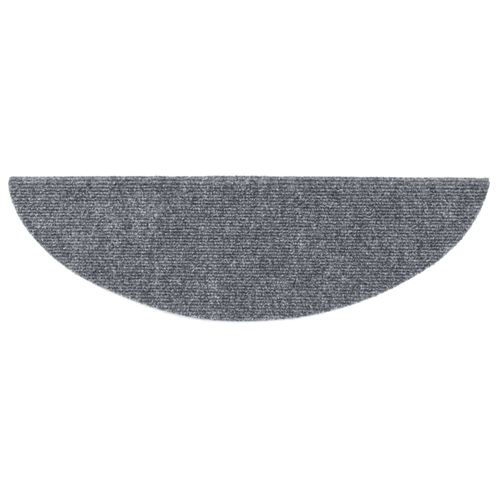 Stair Mats Self-adhesive 15 pcs 56x17x3 cm Light Grey Half Round