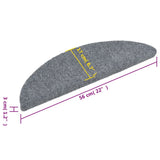 Stair Mats Self-adhesive 15 pcs 56x17x3 cm Light Grey Half Round - Low Angle