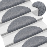 Stair Mats Self-adhesive 15 pcs 56x17x3 cm Light Grey Half Round