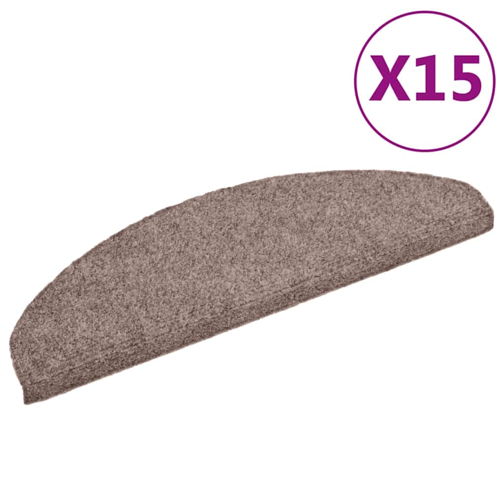 Stair Mats Self-adhesive 15 pcs 65x21x4 cm Light Brown Half Round Large