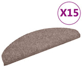 Stair Mats Self-adhesive 15 pcs 65x21x4 cm Light Brown Half Round Large - Front View
