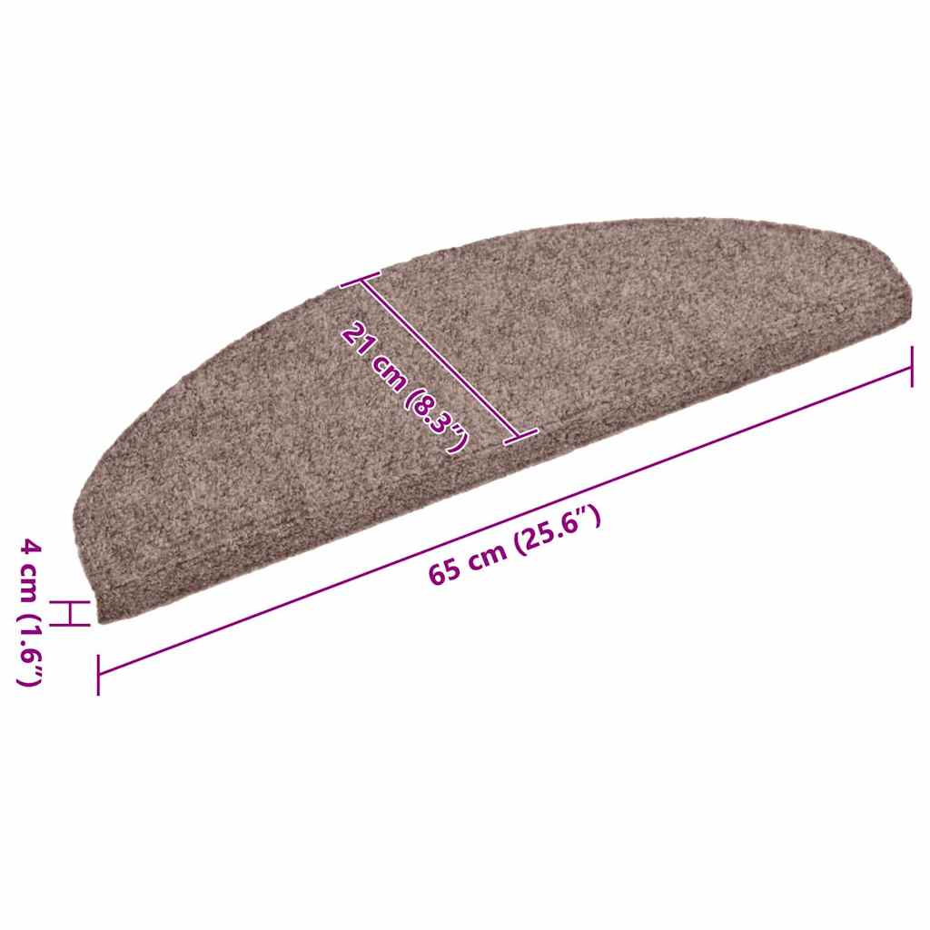 Stair Mats Self-adhesive 15 pcs 65x21x4 cm Light Brown Half Round Large
