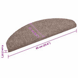 Stair Mats Self-adhesive 15 pcs 65x21x4 cm Light Brown Half Round Large