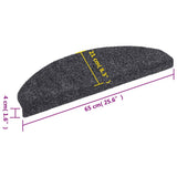Stair Mats Self-adhesive 15 pcs 65x21x4 cm Dark Grey Half Round Large - Low Angle