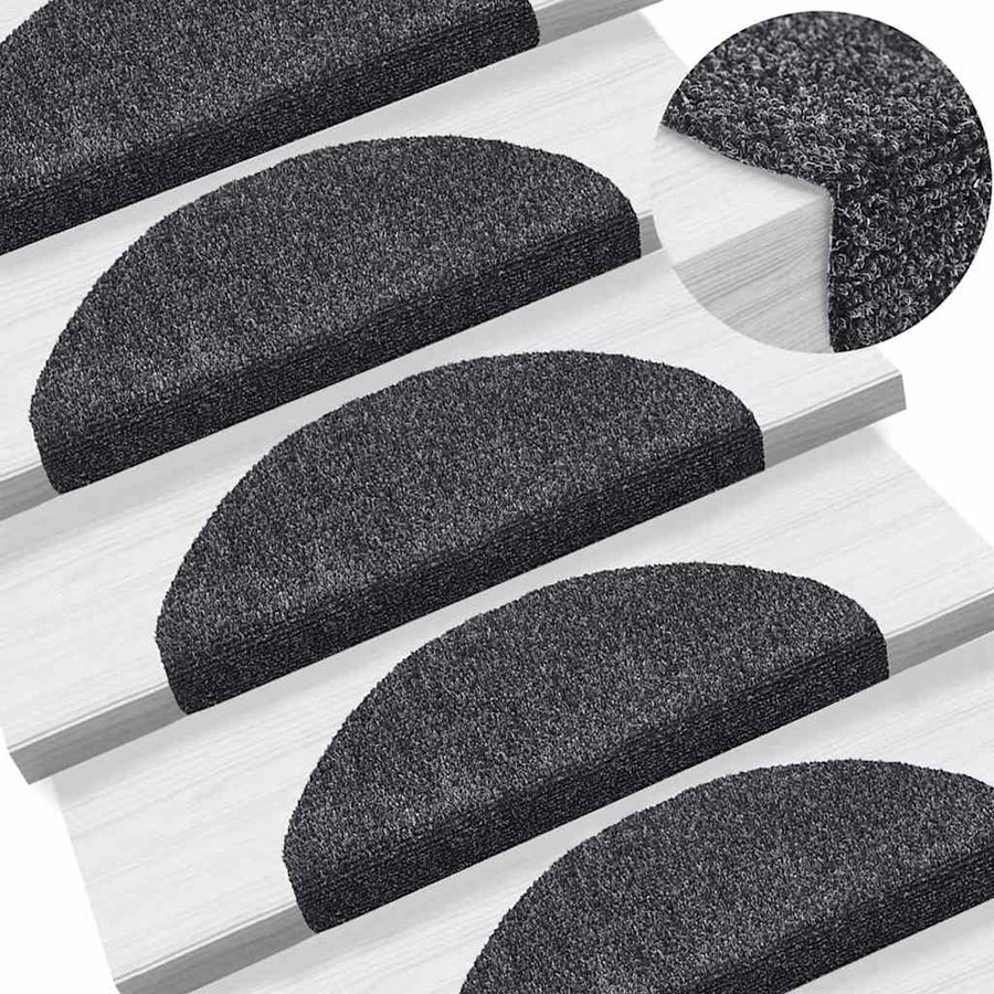 Stair Mats Self-adhesive 15 pcs 65x21x4 cm Dark Grey