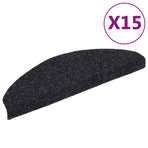 Stair Mats Self-adhesive 15 pcs 65x21x4 cm Black Half Round