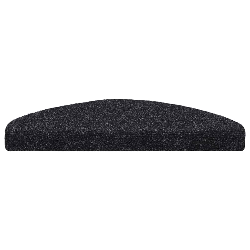 Stair Mats Self-adhesive 15 pcs 65x21x4 cm Black Half Round Large