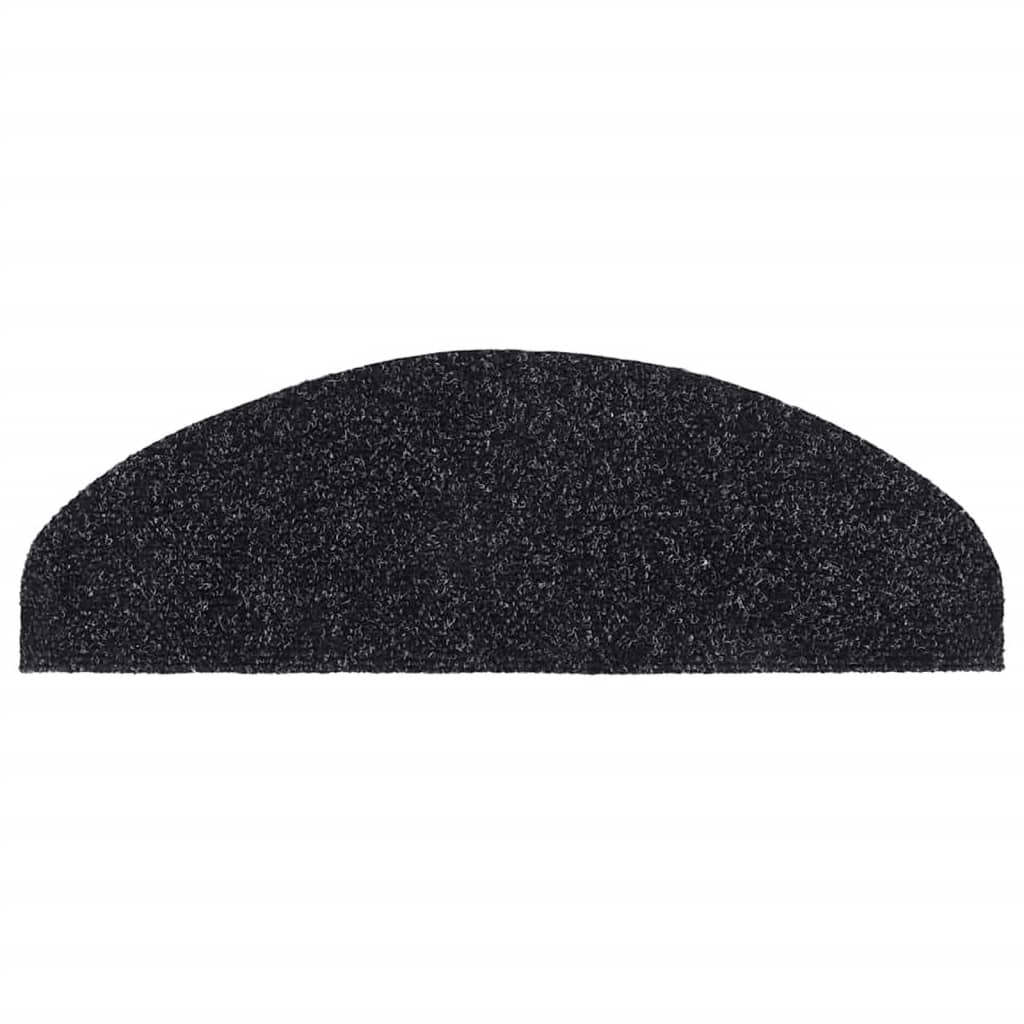 Stair Mats Self-adhesive 15 pcs 65x21x4 cm Black Half Round Large