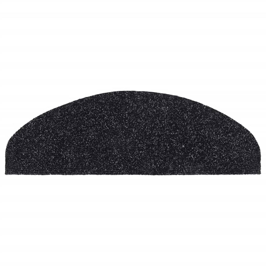 Stair Mats Self-adhesive 15 pcs 65x21x4 cm Black Half Round
