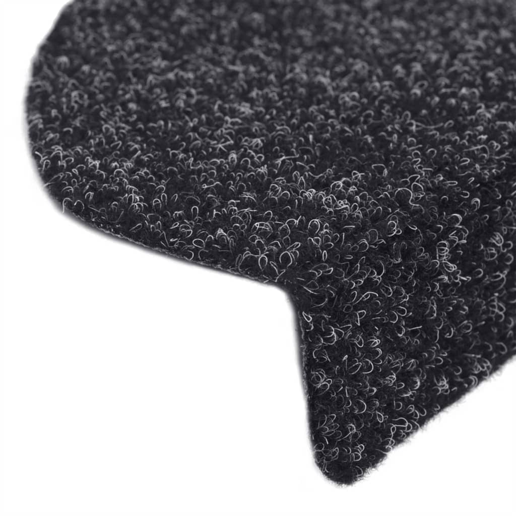 Stair Mats Self-adhesive 15 pcs 65x21x4 cm Black Half Round Large