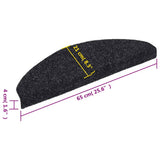 Stair Mats Self-adhesive 15 pcs 65x21x4 cm Black Half Round Large - Low Angle