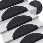 Stair Mats Self-adhesive 15 pcs 65x21x4 cm Black Half Round