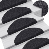 Stair Mats Self-adhesive 15 pcs 65x21x4 cm Black Half Round Large