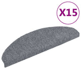 Stair Mats Self-adhesive 15 pcs 65x21x4 cm Light Grey Half Round Large - Front View