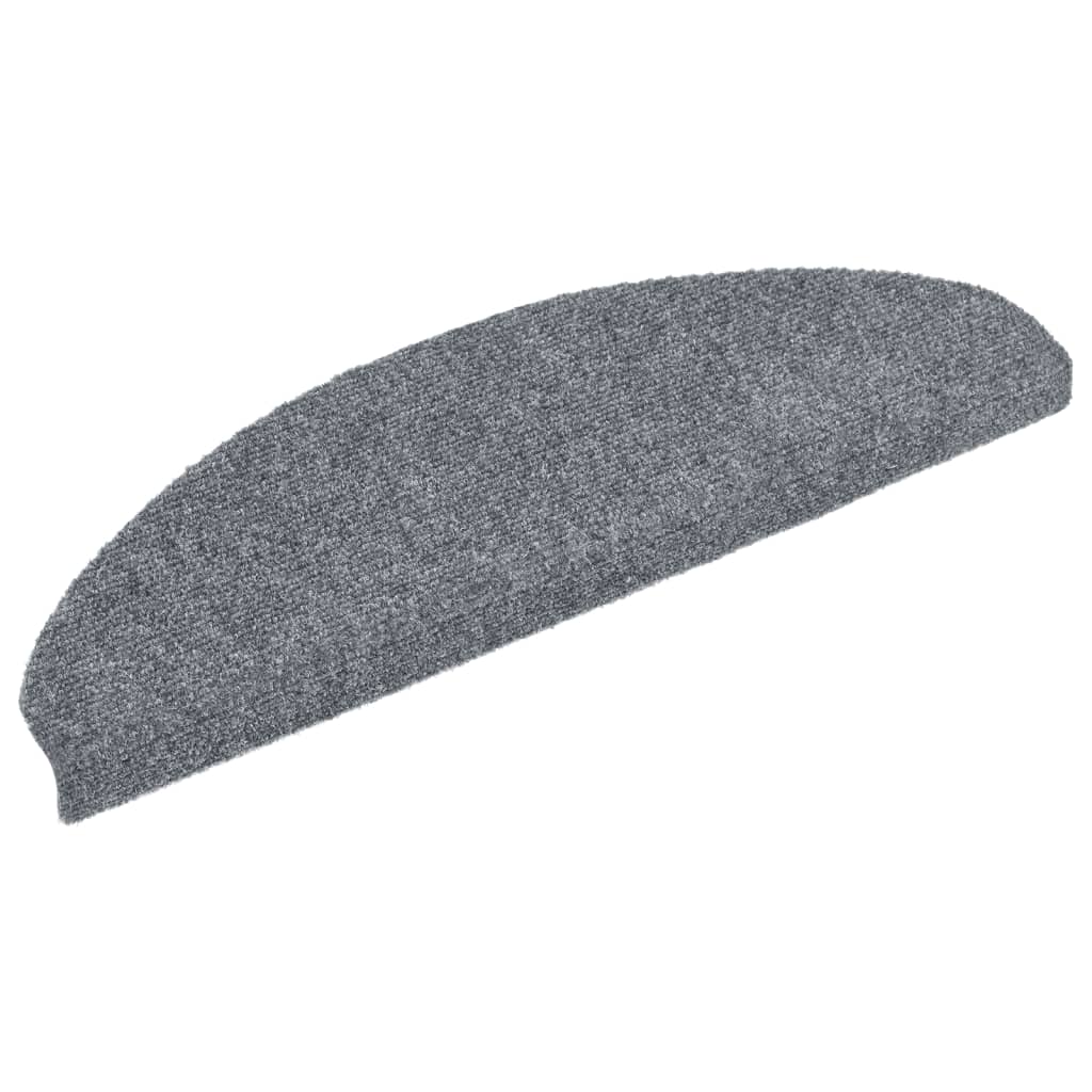 Stair Mats Self-adhesive 15 pcs 65x21x4 cm Light Grey Half Round Large