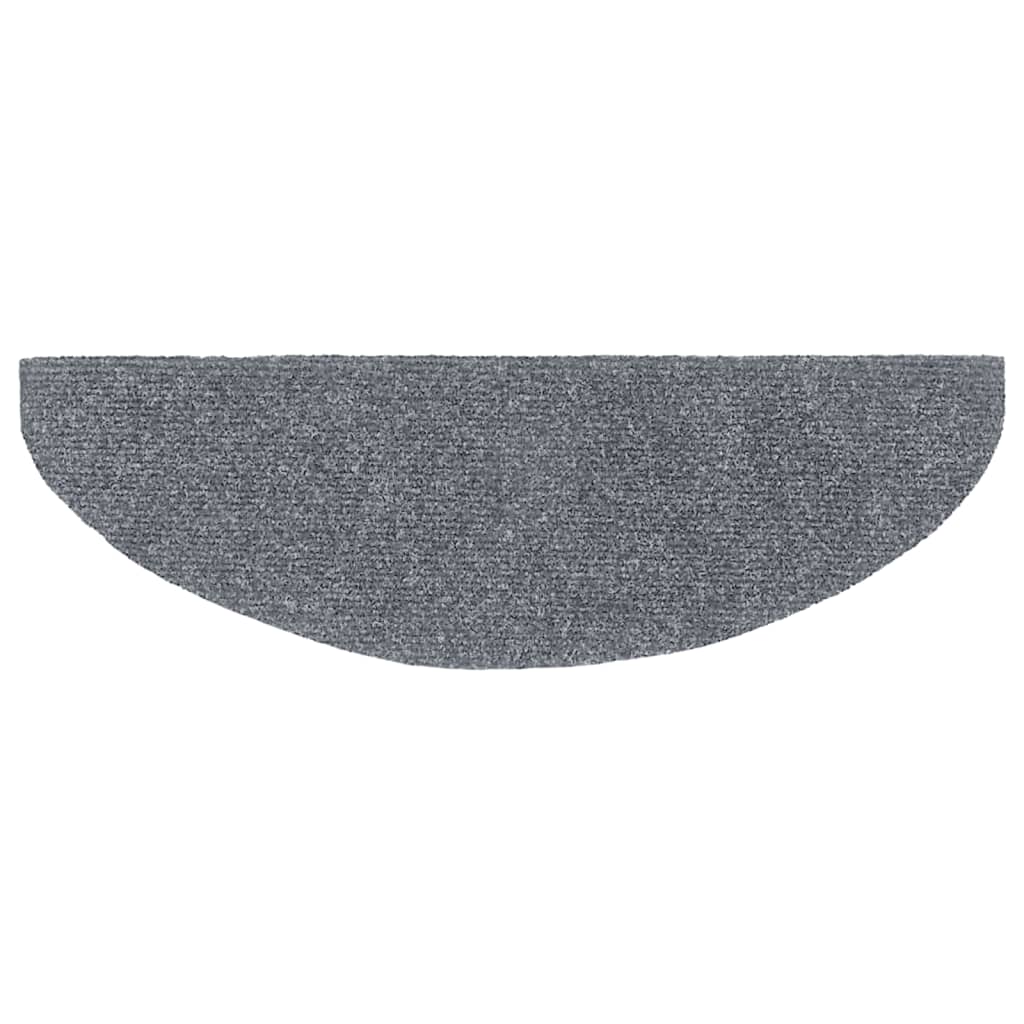 Stair Mats Self-adhesive 15 pcs 65x21x4 cm Light Grey Half Round Large