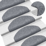 Stair Mats Self-adhesive 15 pcs 65x21x4 cm Light Grey Half Round Large