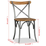 Dining Chairs 4 pcs Solid Mango Wood and Steel Cross Back - Extra Image
