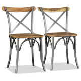 Dining Chairs 4 pcs Solid Mango Wood and Steel Cross Back - Rear View