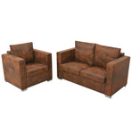 Sofa Set 2 Pieces Artificial Suede Leather
