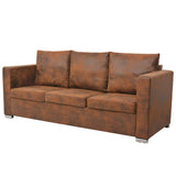 Sofa Set 2 Pieces Artificial Suede Leather - Side View