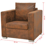 Sofa Set 3 Pieces Artificial Suede Leather - Rear View
