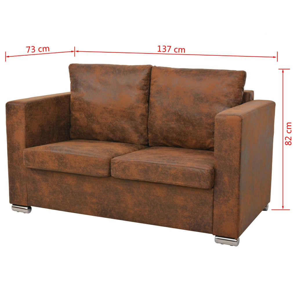 Sofa Set 3 Pieces Artificial Suede Leather