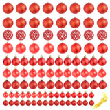 100 Piece Christmas Ball Set 3/4/6 cm Red - Front View