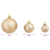 100 Piece Christmas Ball Set 3/4/6 cm Rose/Gold