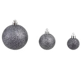 100 Piece Christmas Ball Set 3/4/6 cm White/Grey - Top-Down View