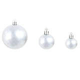 100 Piece Christmas Ball Set 3/4/6 cm White/Grey - Low Angle