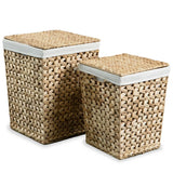 Laundry Basket Set 2 Pieces Water Hyacinth - Front View