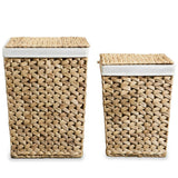 Laundry Basket Set 2 Pieces Water Hyacinth - Side View