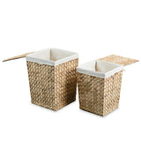 Laundry Basket Set 2 Pieces Water Hyacinth - Top-Down View