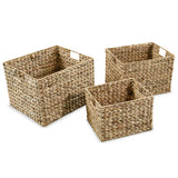 Storage Basket Set 3 Pieces Water Hyacinth - Front View