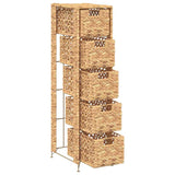 Storage Unit with 5 Baskets 25.5x37x100 cm Water Hyacinth - Close-Up Angle