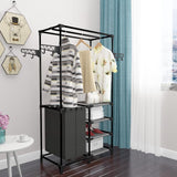 Clothes Rack Steel and Non-woven Fabric 87x44x158 cm Black - Rear View