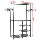 Clothes Rack Steel and Non-woven Fabric 87x44x158 cm Black - Rear View