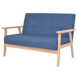 Sofa Set 2 Pieces Fabric Blue - Front View