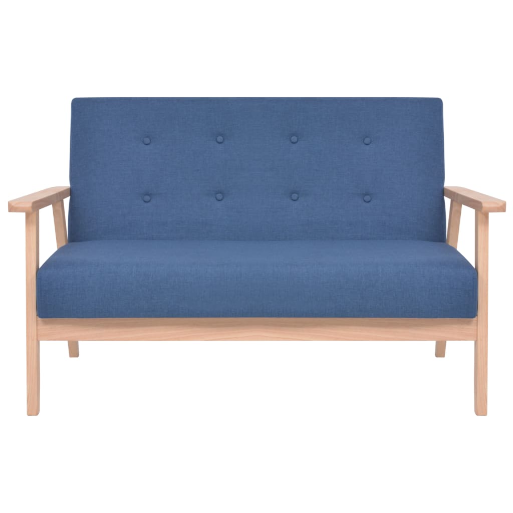Sofa Set 2 Pieces Fabric Blue