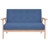 Sofa Set 2 Pieces Fabric Blue - Side View