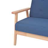 Sofa Set 2 Pieces Fabric Blue - Rear View