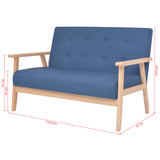 Sofa Set 2 Pieces Fabric Blue - Low Angle